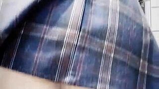 POV experience of an Asian student masturbating with a dildo