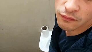 Gay amateur with blue hair masturbates in pride video