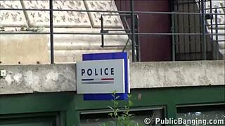 Extreme public sex with a threesome in Paris