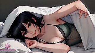Close-up POV AI.3D hentai featuring a stepsister's friend