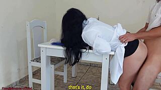 Dr. Jennyfer helps a man with an erection issue during a medical examination