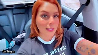 Beautiful blowjob in the car ends in a lot of milk