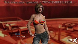 Mature women stripped in the Waterworld cabin in this visual novel-style porn video