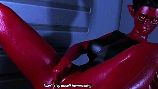 Busty alien reporter's solo pleasure during intergalactic commute