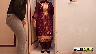 Big tits bouncing while Punjabi bhabhi gets pissing cum