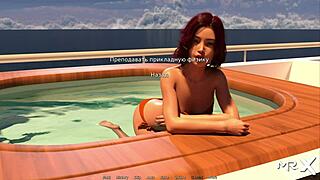 Mature women stripped in the Waterworld cabin in this visual novel-style porn video