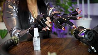 Black latex fetish with ASMR sounds