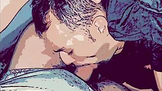 Gay animation featuring a big cock and oral sex