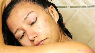 A shy girl with great hair takes a shower and gets seduced by her stepfather