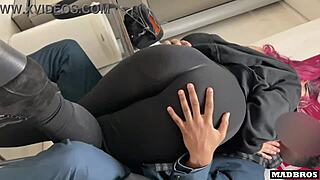 Amateur couple with big butts having sex in the laundry room
