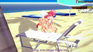 Yae Miko in bikini, beach sex in animated porn