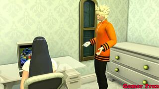Hinata's porn addiction leads to intense anal action