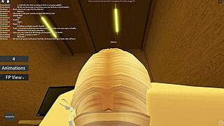 Big black cock gets a blowjob and rides a whore in Roblox game