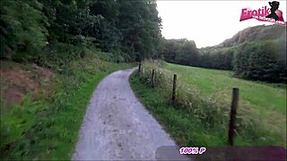 German housewife gets pissing fun in public outdoor