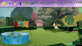 Big breasted MILF cleans the pool in this cartoon porn