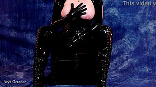 Latex-clad MILF seduces in homemade video with big tits