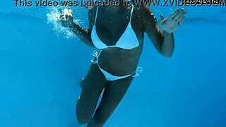 Angelica, the best MILF, enjoys a solo swim in the pool