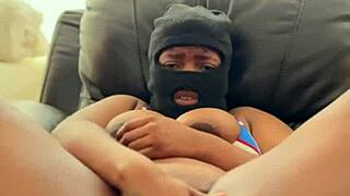 Close up of a big pussy fetish scene with a black actress