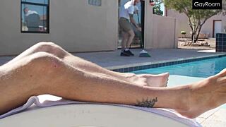 Trent enjoys some outdoor fun with his pool boys and their asses