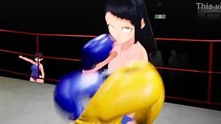3D animated boobs fight in hentai boxing