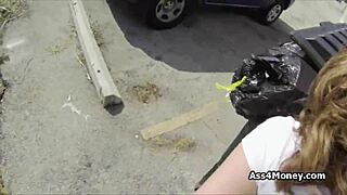 Big boobed amateur gets rough sex in parking lot for money
