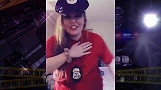 Dana Nicole in police costume for Eminem music video