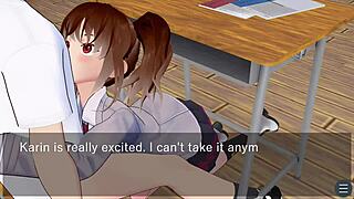 Karin in a school uniform has a secret love affair at school