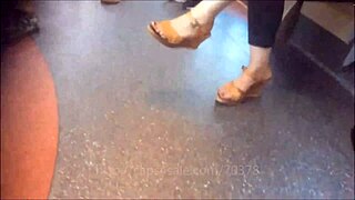 Foot fetish video with Xvid heels mules tease