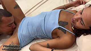 Skinny blonde gets double penetration and loves it rough