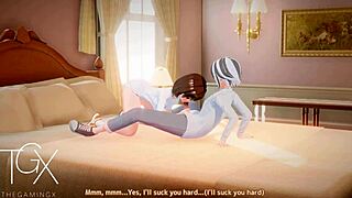 3D anime game with futanari sex and anal action