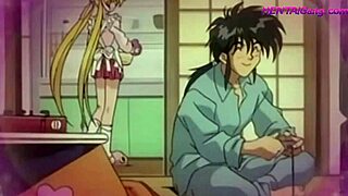 Big tits animated hentai with Ahegao facial and creampie
