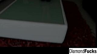 The beautiful brunette adult film star, Diamond Kitty, has a solo pleasure scene where she uses a toy on her tight ass