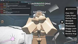 Roblox porn with blonde cowgirl riding