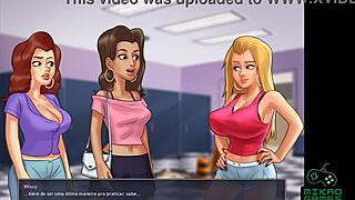 Big-boobed cheerleader gets naughty in Summertime Saga episode
