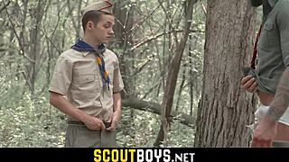 Young gay scouts get their asses stretched outdoors