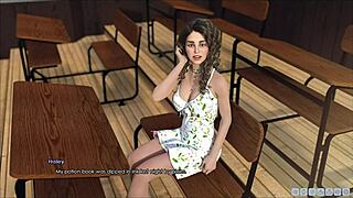 Hentai game with a curvy girl in a school setting