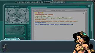Sultry genie in a porn game called Akabur