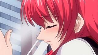 Touching my step sister's big boobs in a hentai video