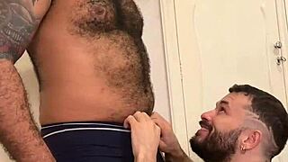 Gay anal sex with a hot bear who wears my panties - Part 1