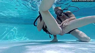 A big cock is used to finger and blow a Manga character under the water in the lake
