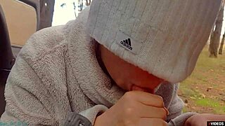 Public highway MILF gets a facial with a blowjob