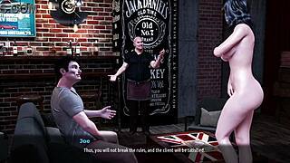 3D animated blowjob and creampie action in a bar