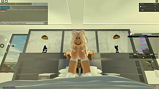 Beautiful woman gets cum on her face in a hot Roblox porn