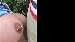 Big natural tits bouncing while getting fucked outdoors