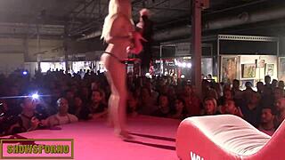 Big cock porn star has sex on the stage in public
