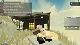 Big tits blonde gives deepthroat blowjob in Roblox porn