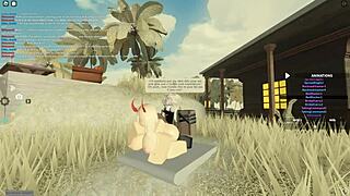 Big tits blonde gives deepthroat blowjob in Roblox porn