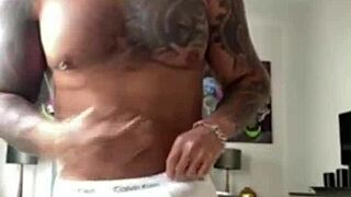 Viktor Rom Tattooed Muscle Stud Dances Naked and Strokes BBC