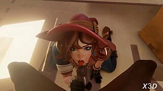 3D animated anime SFM with Kiriko in various positions