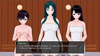 High school tutor gets it from all sides in this cartoon porn video
